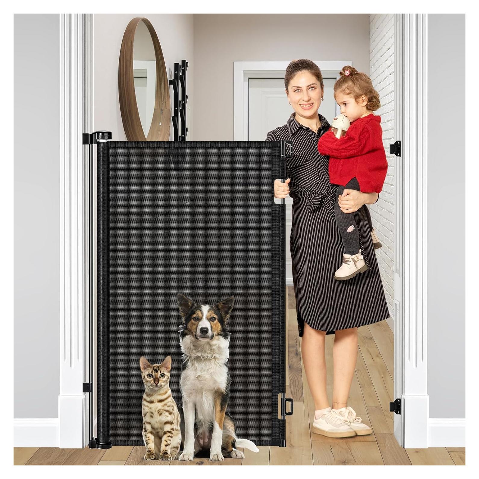 Puerta Retráctil para Mascotas Bingguz 1.22m x 1.40m Negra