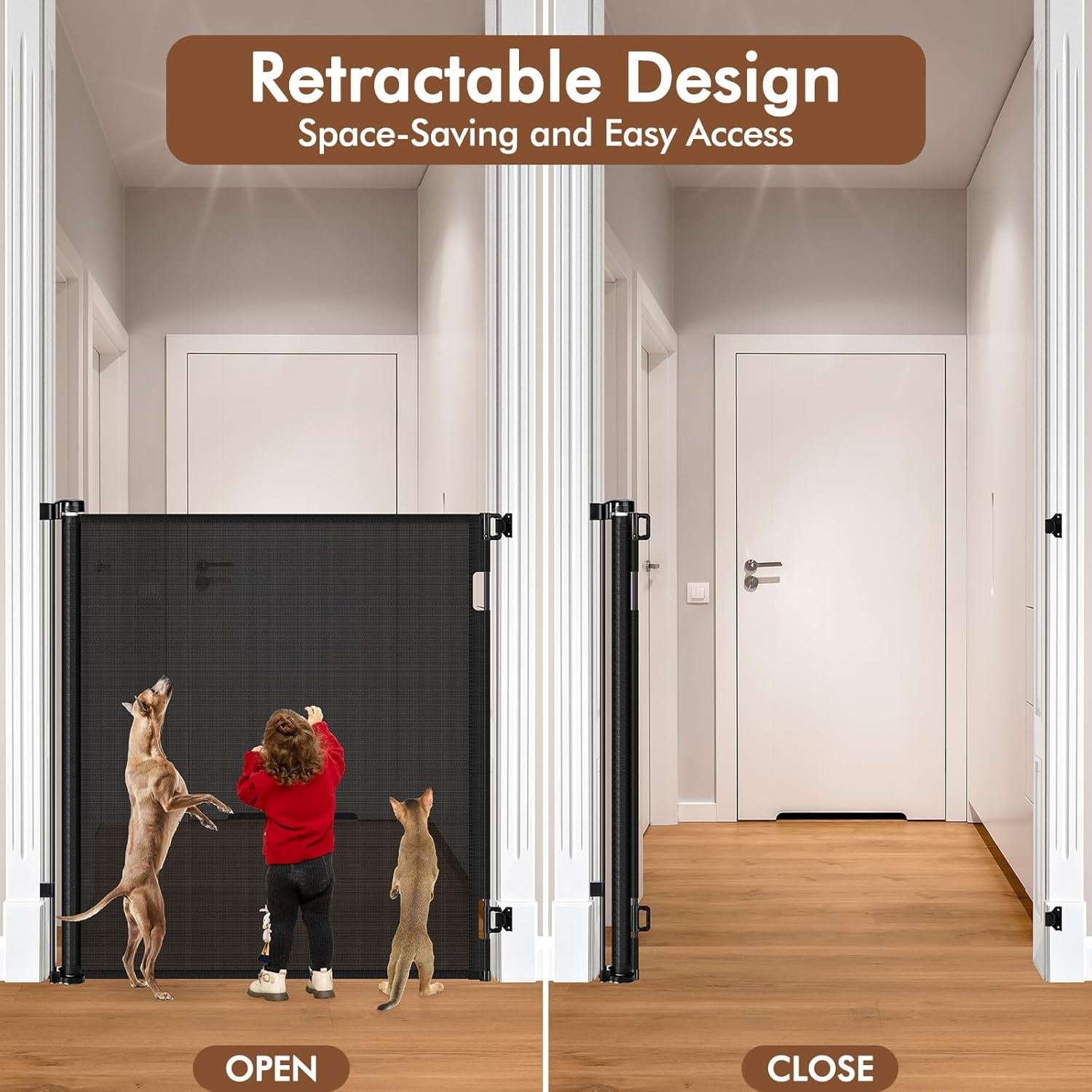 Puerta Retráctil para Mascotas Bingguz 1.22m x 1.40m Negra