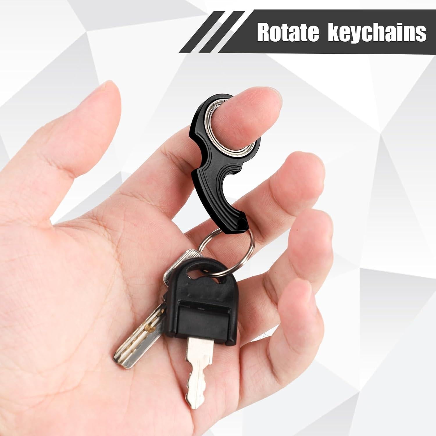 2 Llaveros Giratorios NQEUEPN con 2 Anillos de Metal Negro