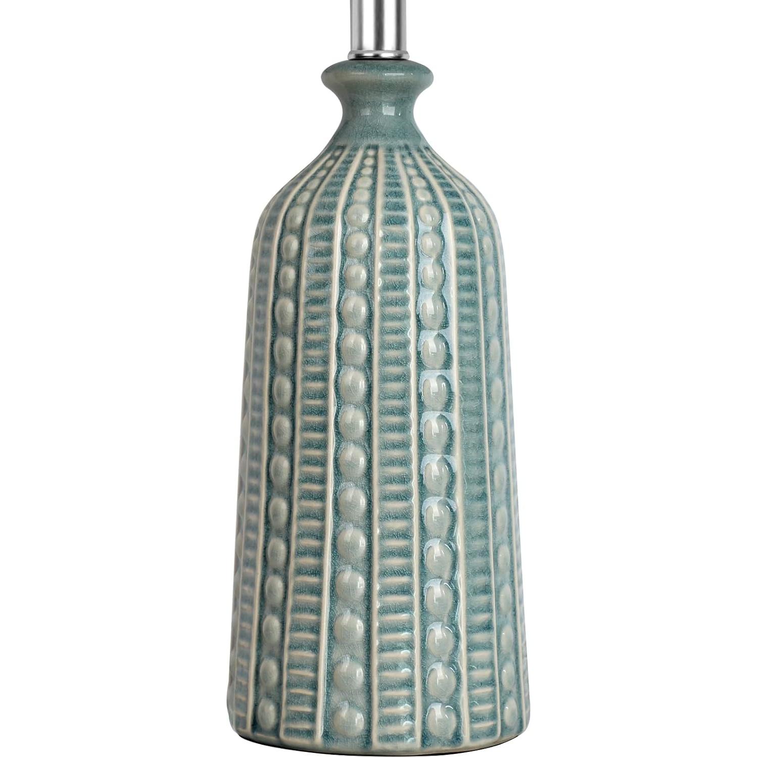 Lámpara de Mesa Cerámica Verde JUNNAI 62 cm Regulable 3 Niveles