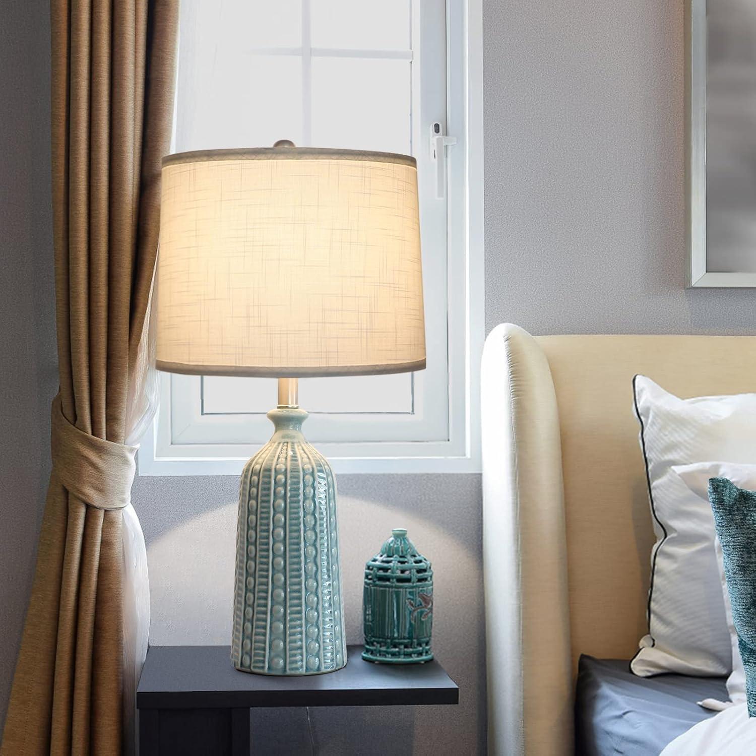 Lámpara de Mesa Cerámica Verde JUNNAI 62 cm Regulable 3 Niveles