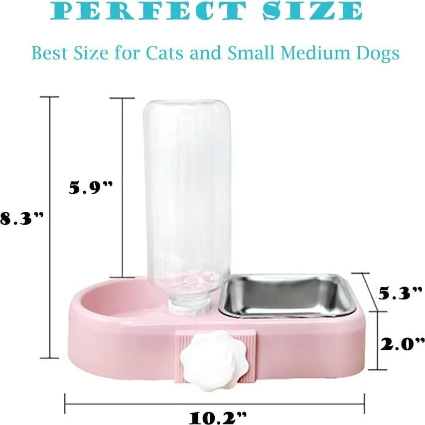 Alimentador Automático 2 en 1 para Mascotas JiangYan - Tazón Acero Inoxidable 500ml