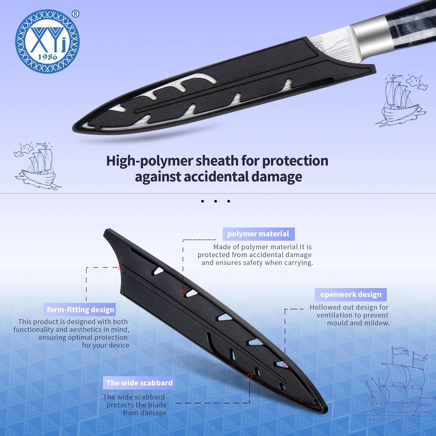 Cuchillo de Cocina XYJ de Acero Inoxidable 12.7 cm con Funda