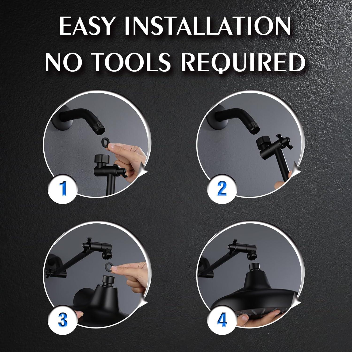 Cabezal de Ducha de Lluvia Filtrado Mougcet 20 cm Alta Presión