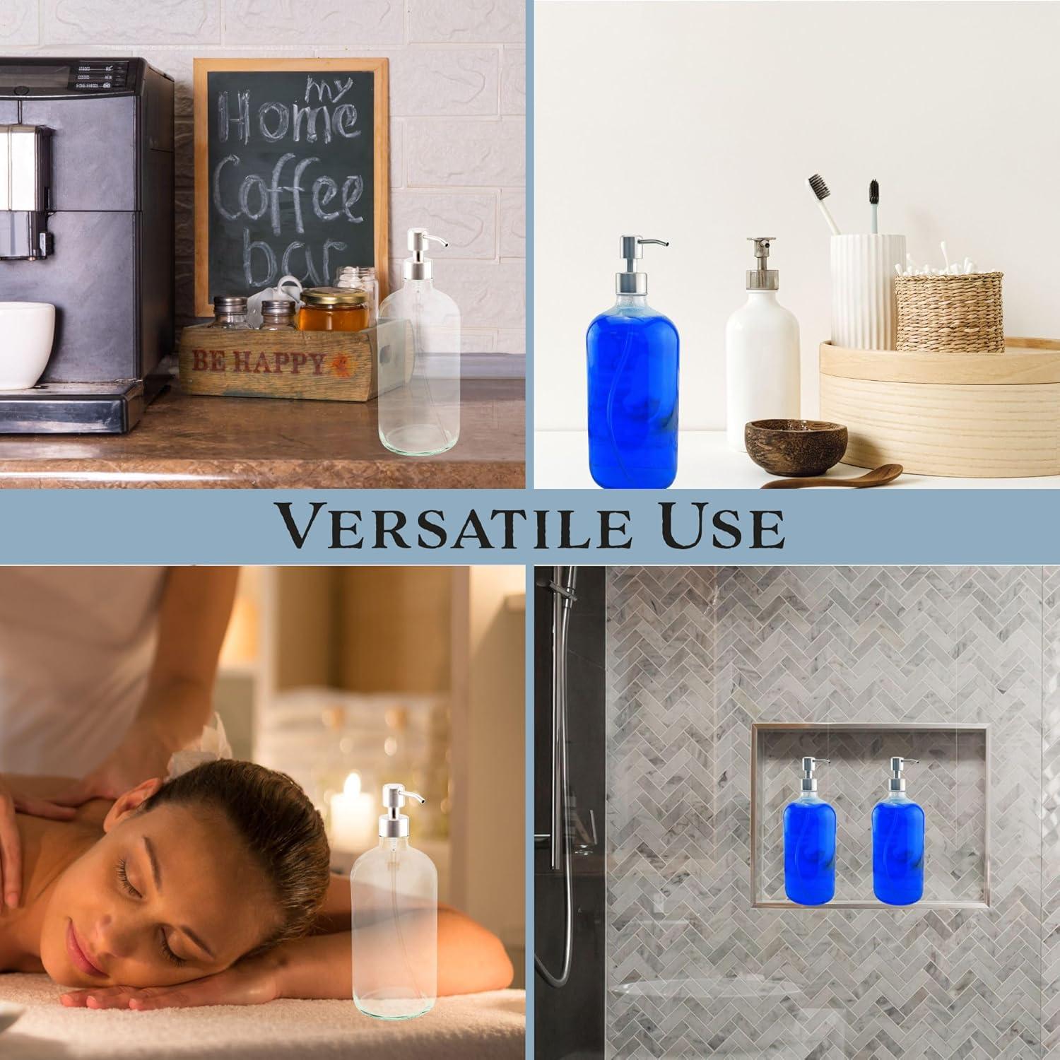 Botellas de Vidrio 16 oz Cornucopia Brands con Bomba Acero Inoxidable - Paquete de 2