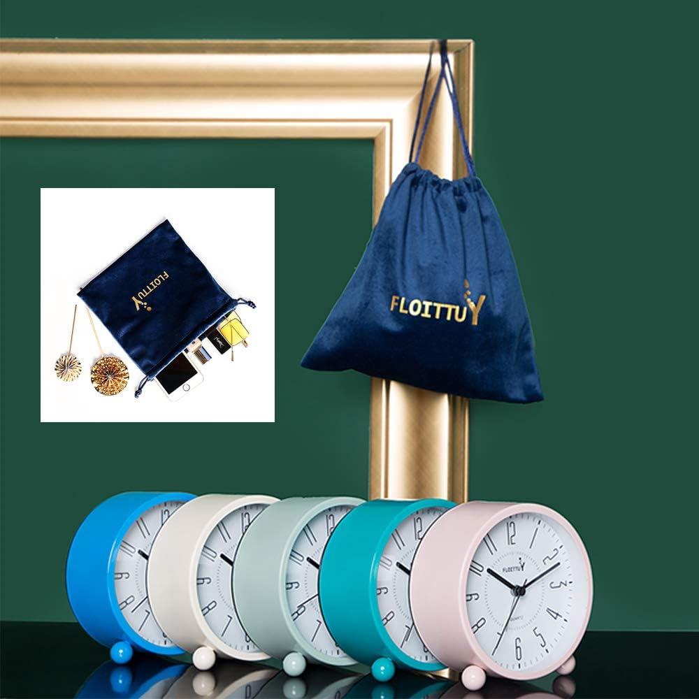 Reloj Despertador Analógico Metalico FLOITTUY Blanco Crema