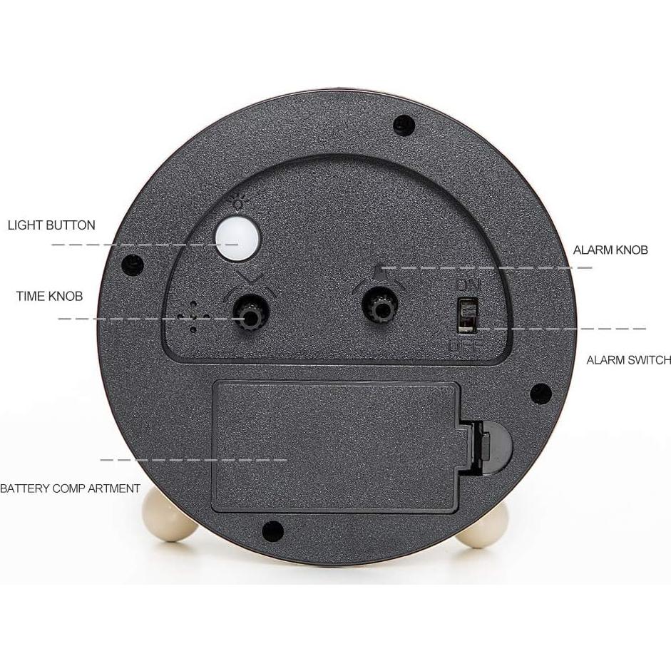 Reloj Despertador Analógico Metalico FLOITTUY Blanco Crema