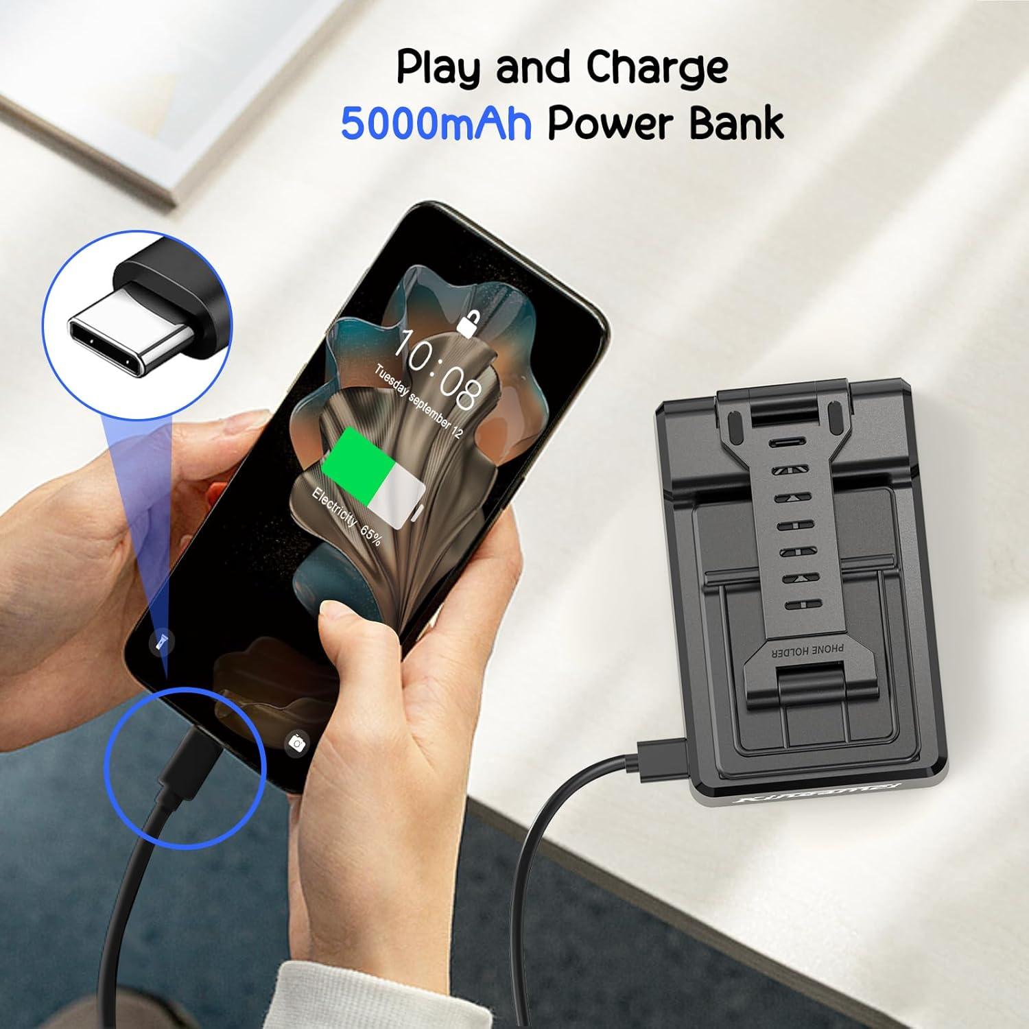 Altavoz Bluetooth 4 en 1 Kingamei con Soporte y Banco de Energía 5000mAh - Negro