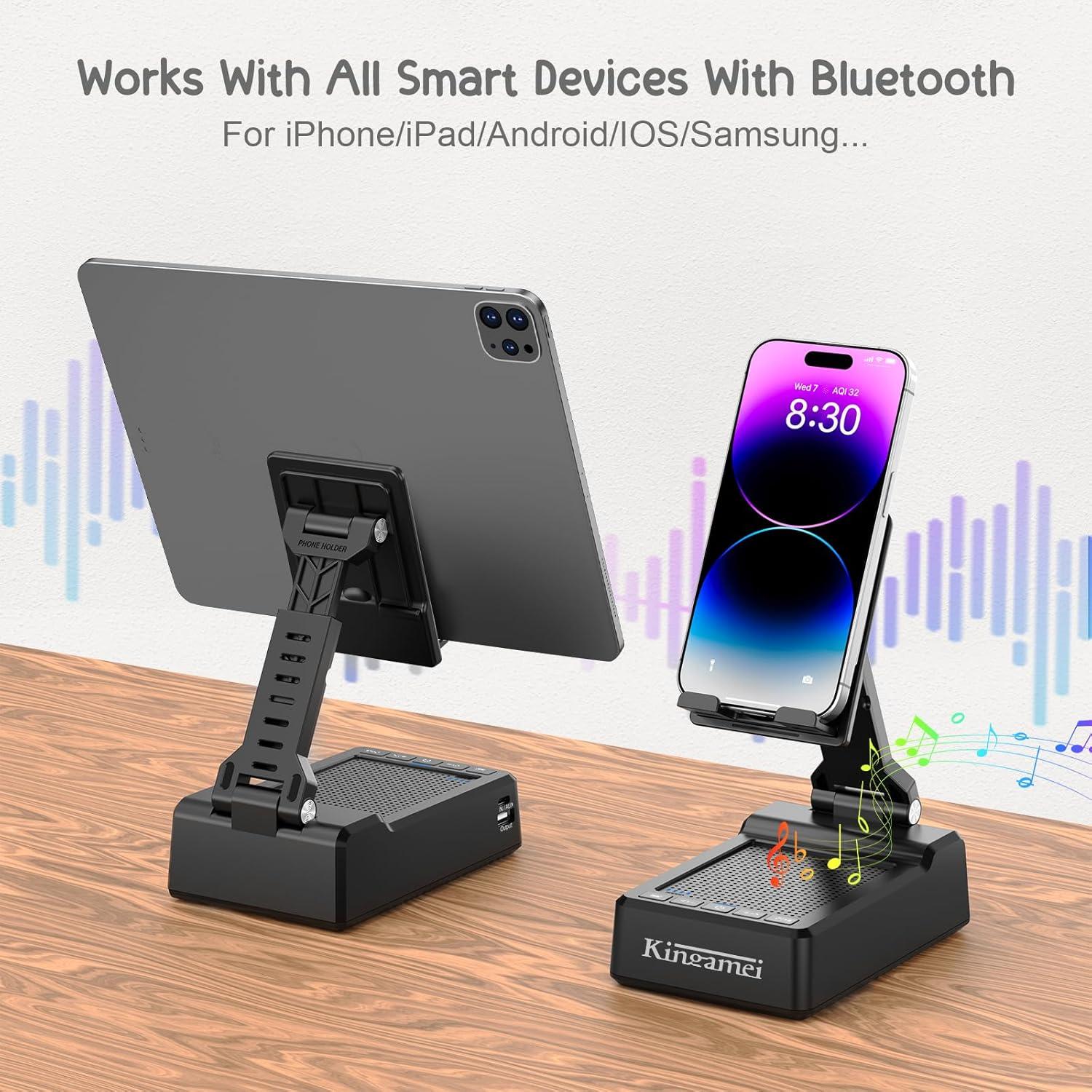 Altavoz Bluetooth 4 en 1 Kingamei con Soporte y Banco de Energía 5000mAh - Negro