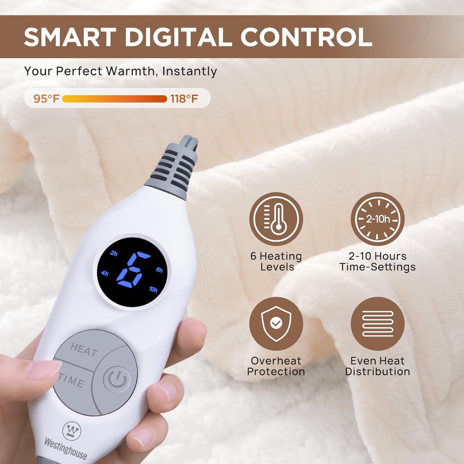 Manta Térmica Eléctrica Westinghouse Beige 50x60" 6 Niveles Calor