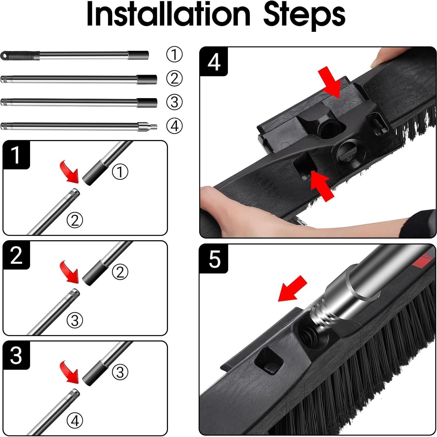 Escoba de Empuje Masthome 24" con Cerdas Rígidas para Jardín