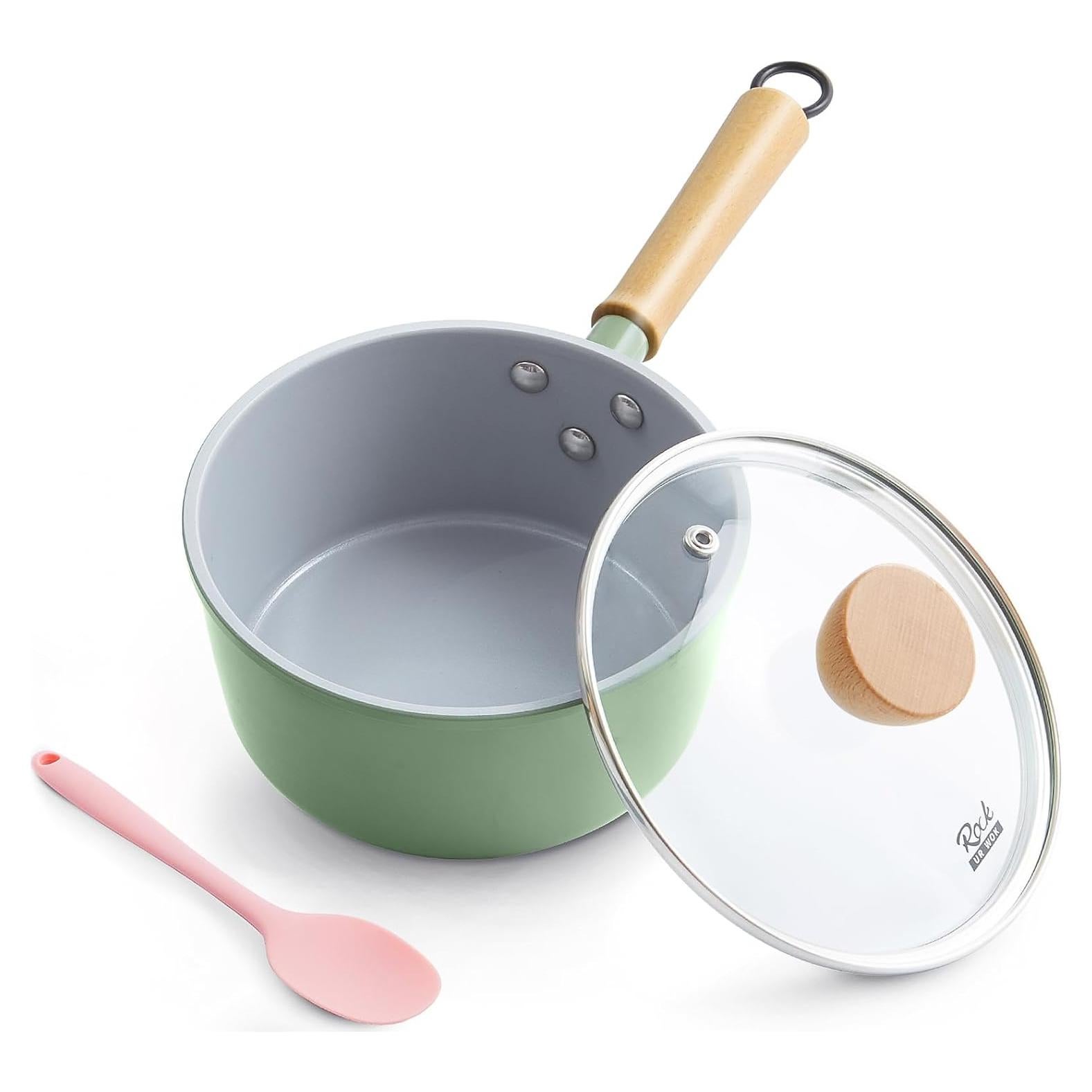 Cacerola Antiadherente ROCKURWOK 1.5 Qt Verde con Tapa