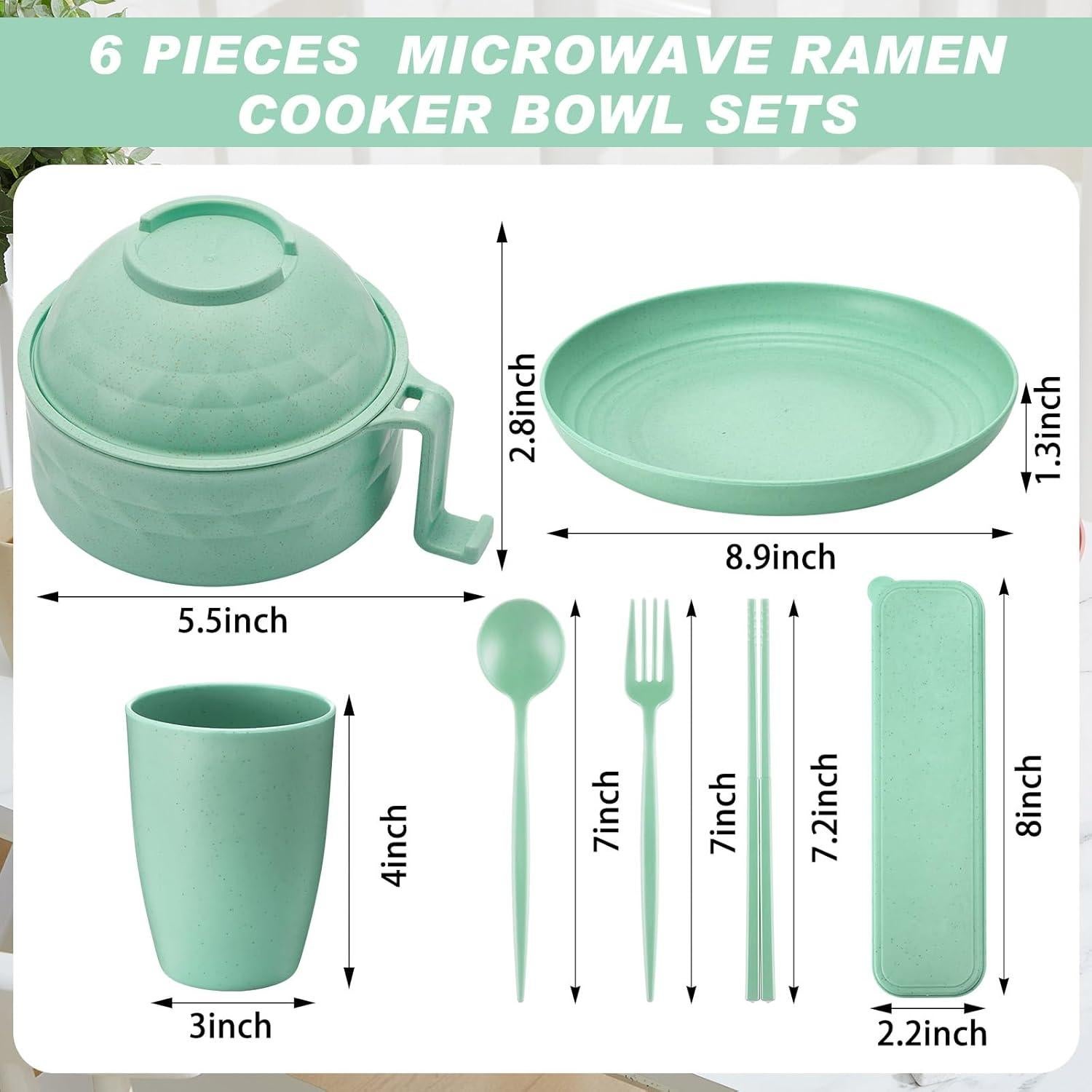 Juego de Vajilla de Paja de Trigo Romooa 6 Piezas Negro