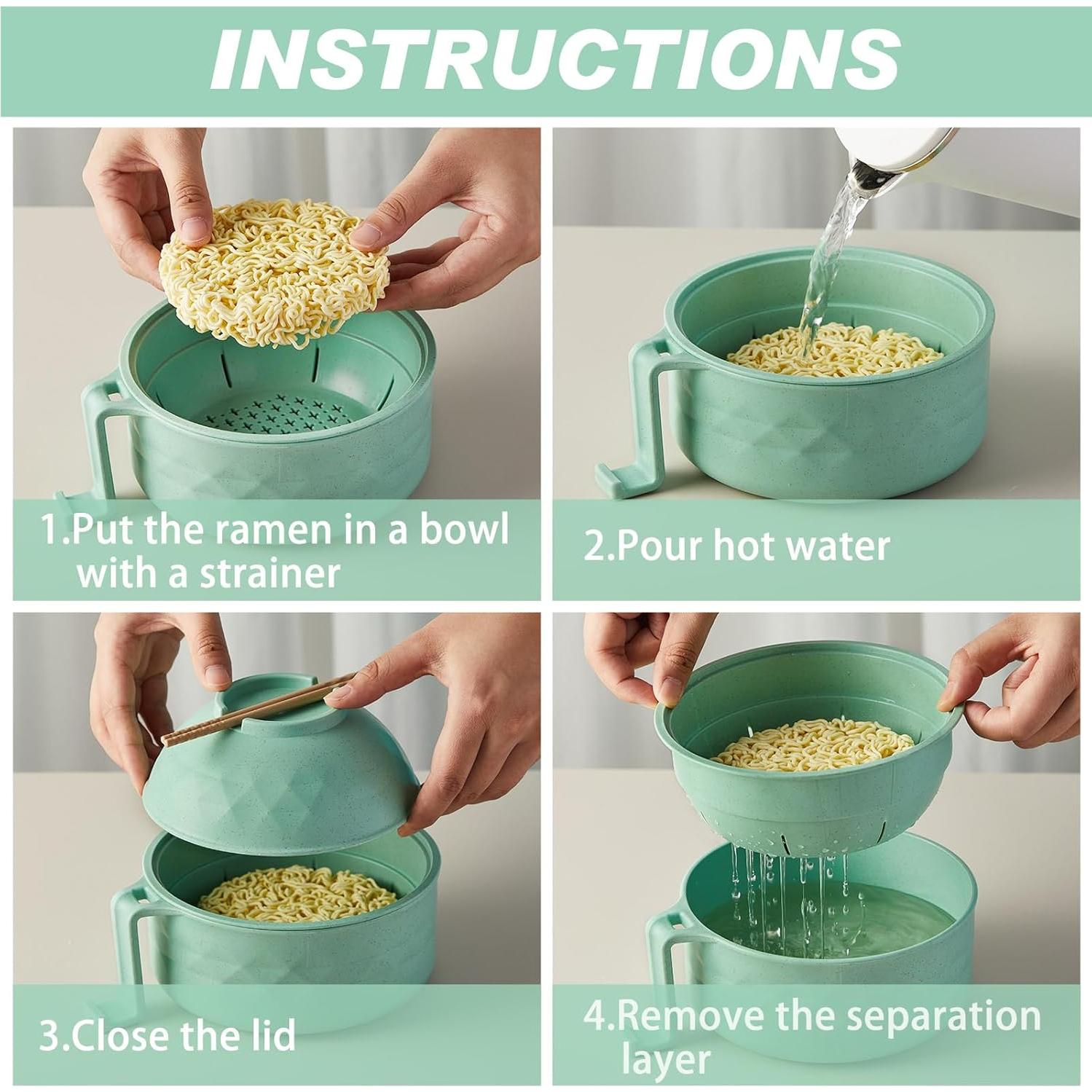 Juego de Vajilla de Paja de Trigo Romooa 6 Piezas Negro