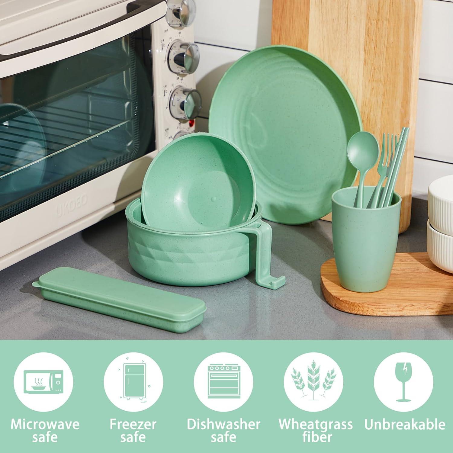 Juego de Vajilla de Paja de Trigo Romooa 6 Piezas Negro