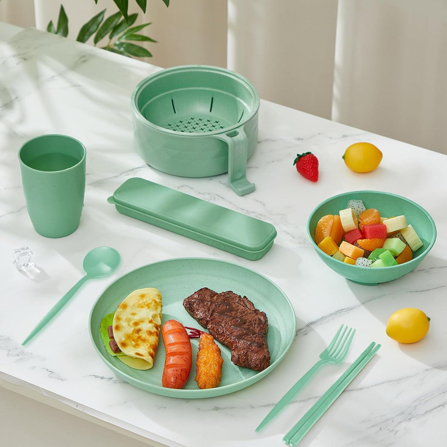 Juego de Vajilla de Paja de Trigo Romooa 6 Piezas Negro