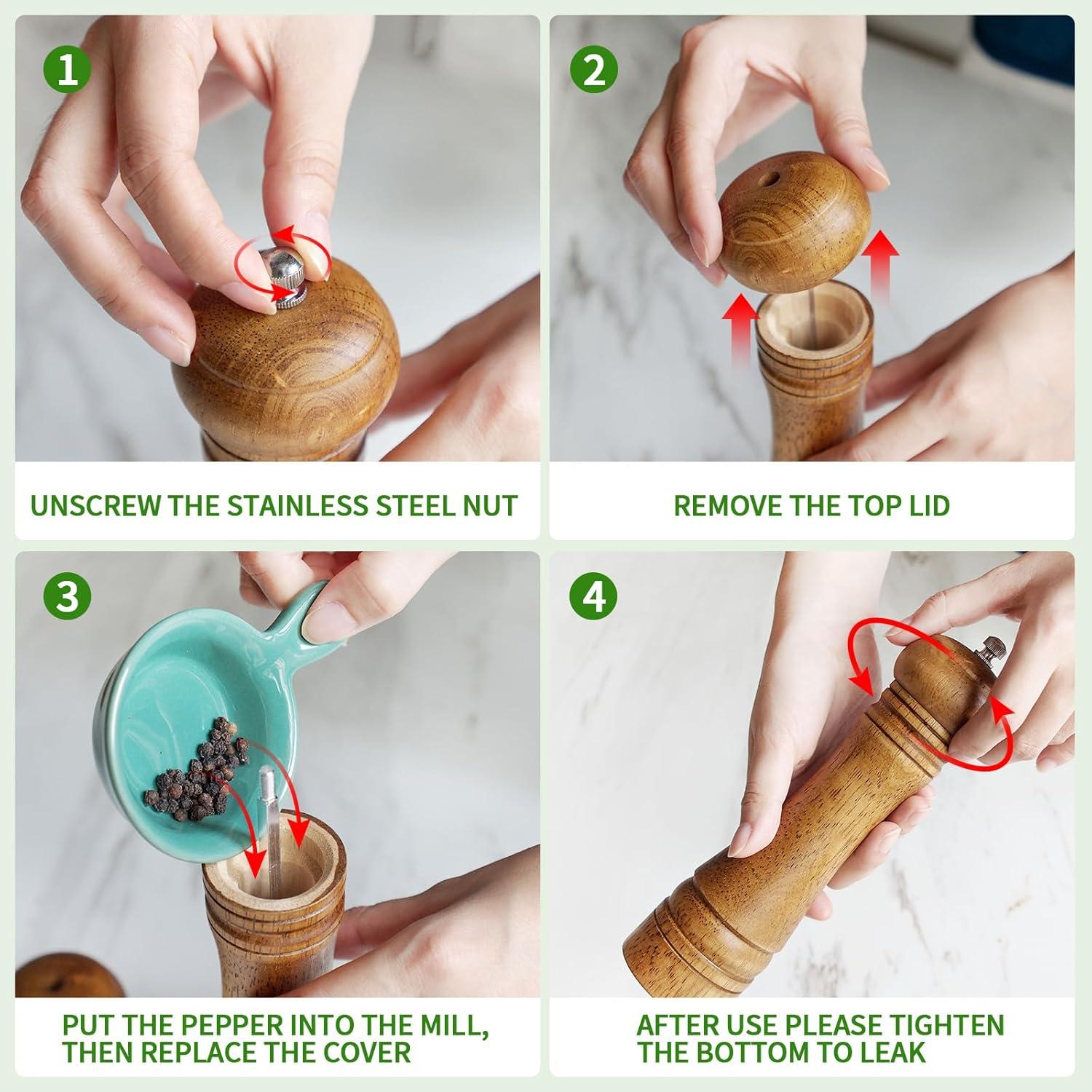 Molino de Sal y Pimienta AGIgear de Madera de Roble 2PCS