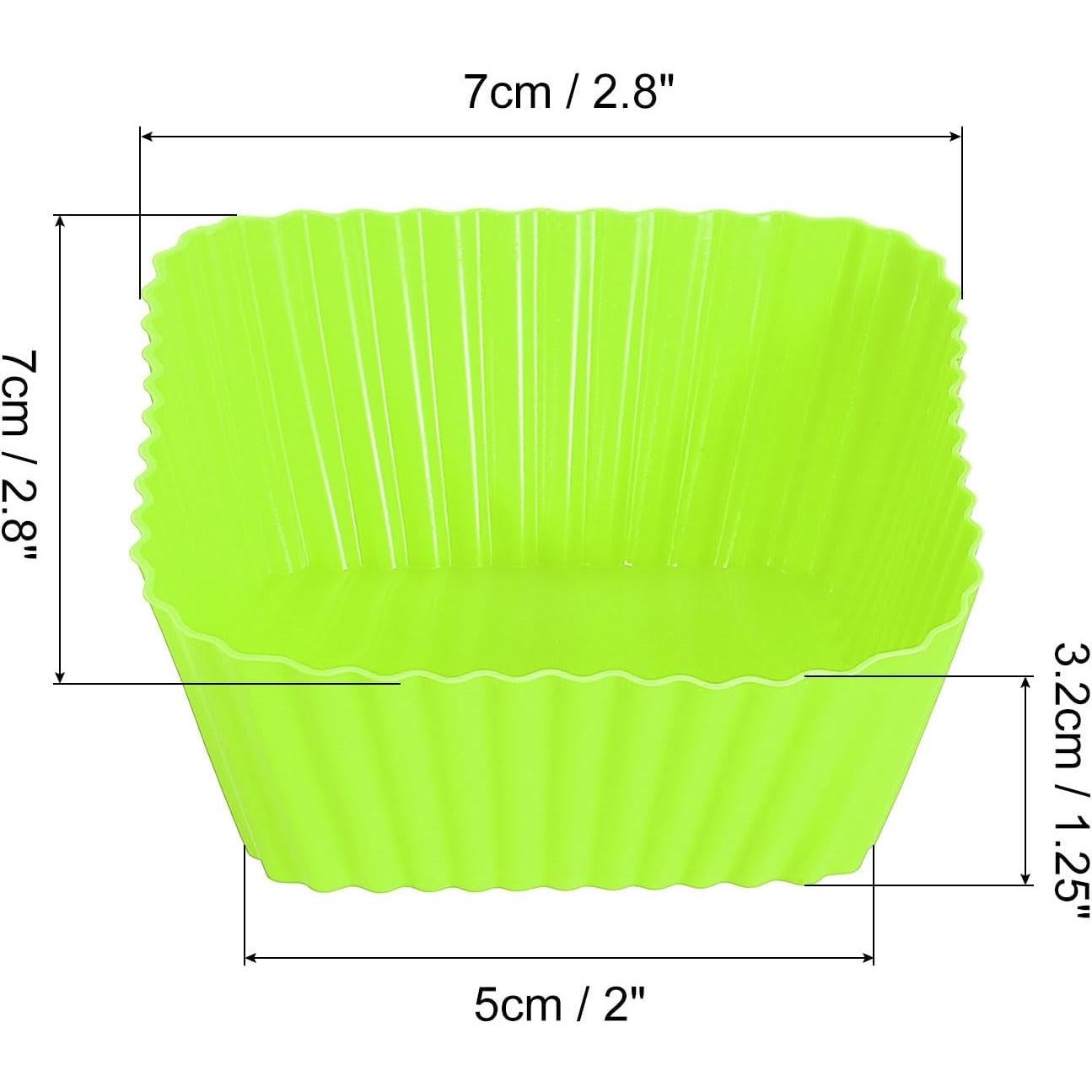 18 Tazas de Hornear de Silicona Cuadradas uxcell Verdes