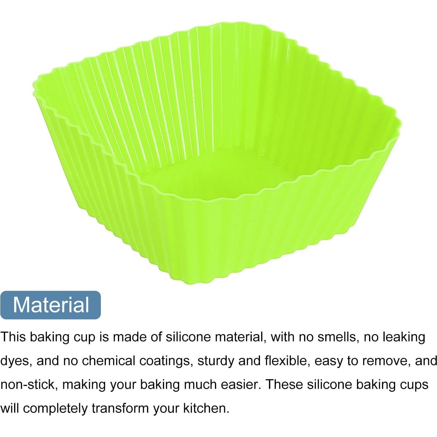 18 Tazas de Hornear de Silicona Cuadradas uxcell Verdes