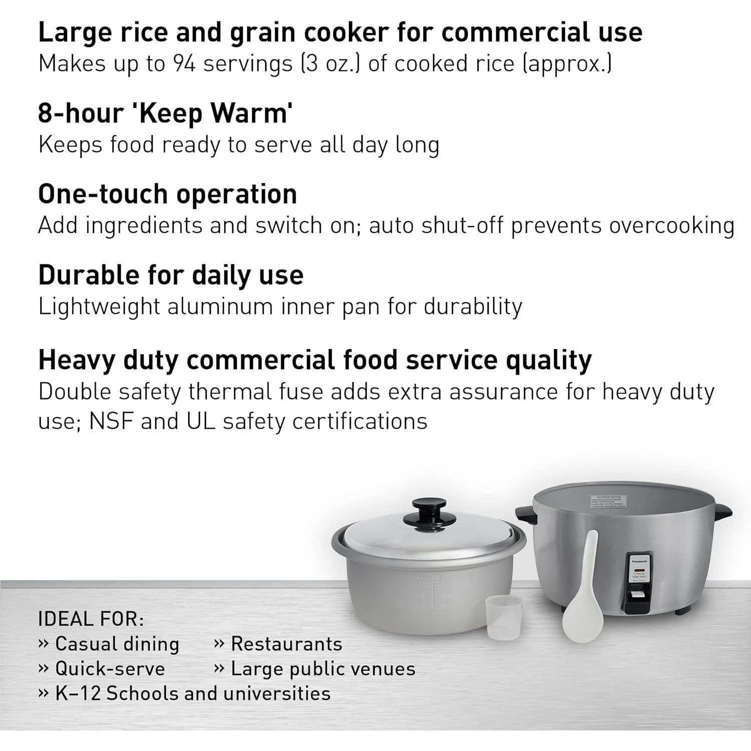 Cocedor de Arroz Panasonic SR-42HZP 46 Tazas Comercial Plata