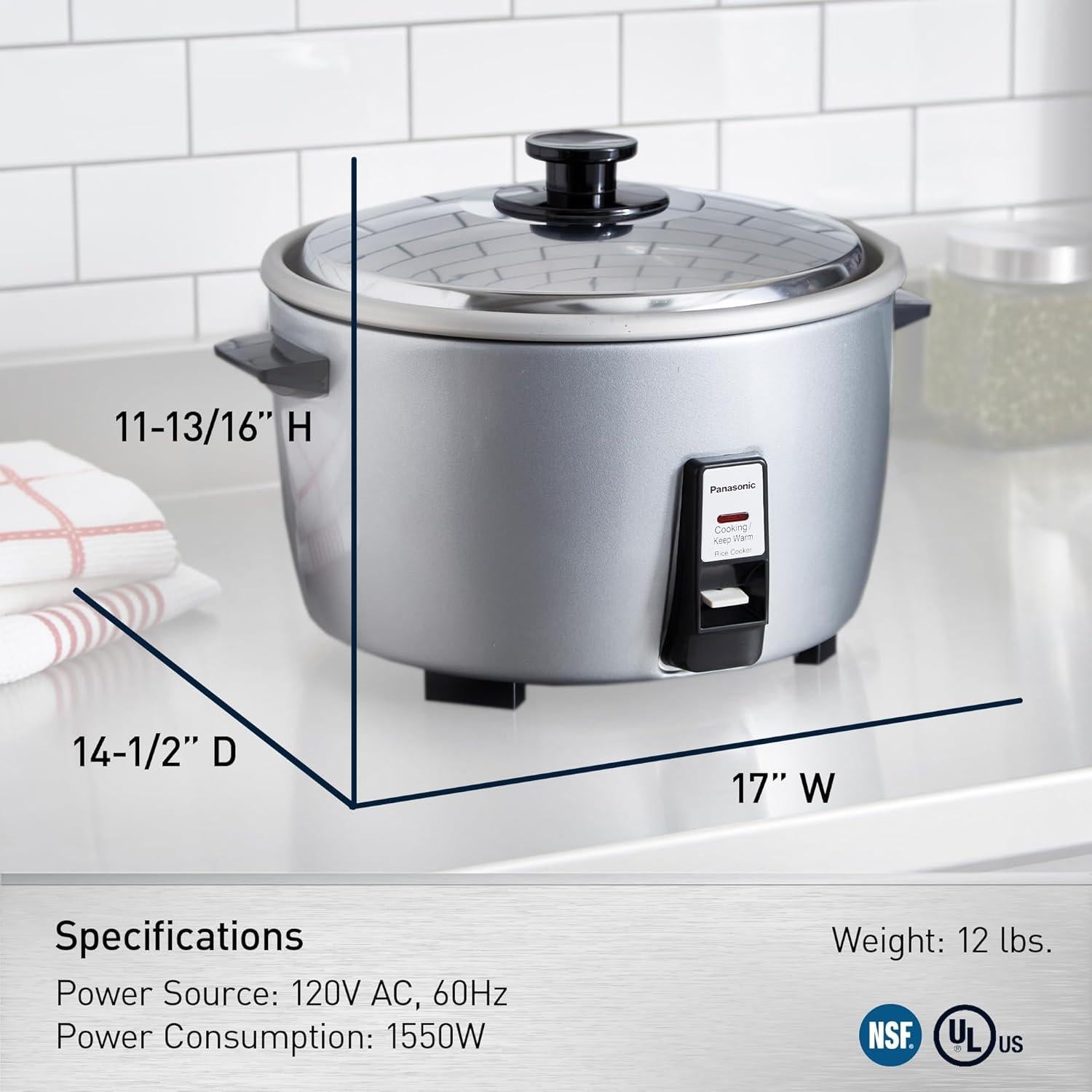 Cocedor de Arroz Panasonic SR-42HZP 46 Tazas Comercial Plata