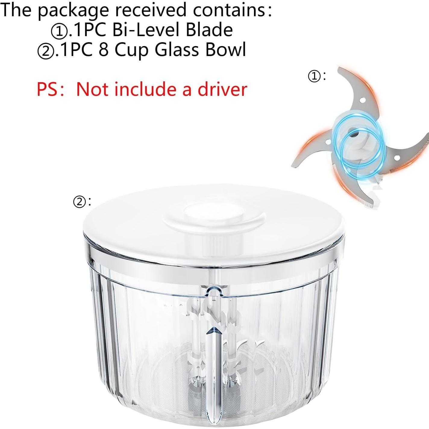 Juego de Cuchilla y Tazón de Vidrio 8 Tazas Chopper F2