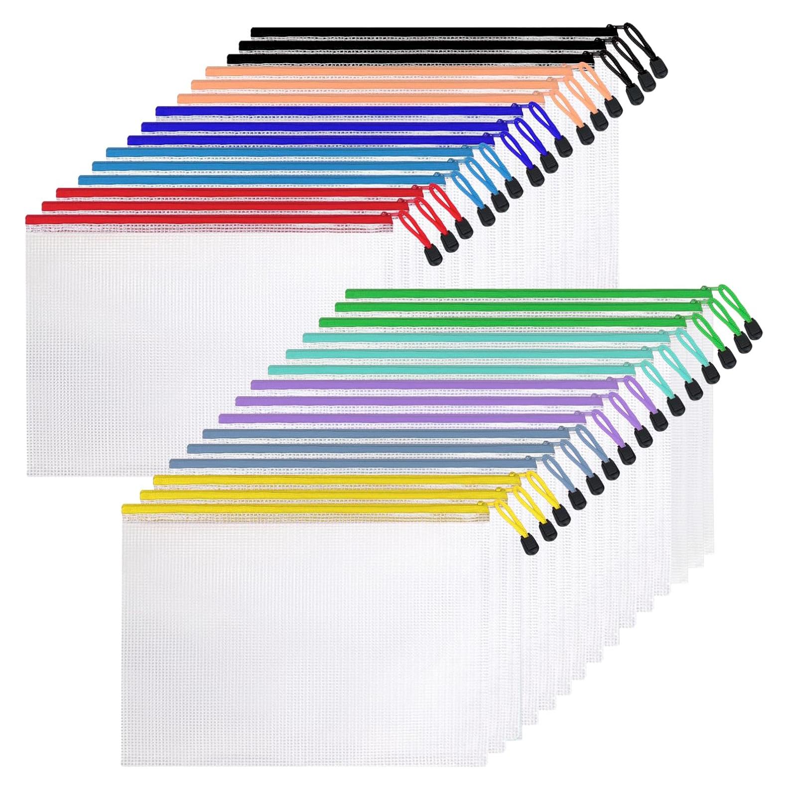 30 Bolsas de Cremallera de Malla Wegoup A4 Impermeables 10 Colores