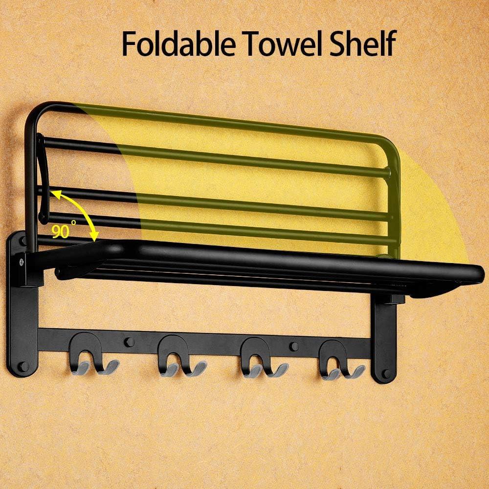 Soporte de Toallas Plegable HOONEX Acero Inoxidable 61 cm Negro