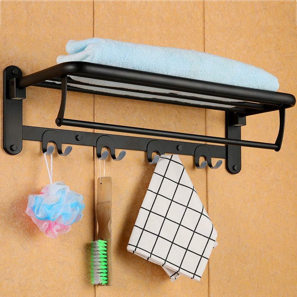 Soporte de Toallas Plegable HOONEX Acero Inoxidable 61 cm Negro