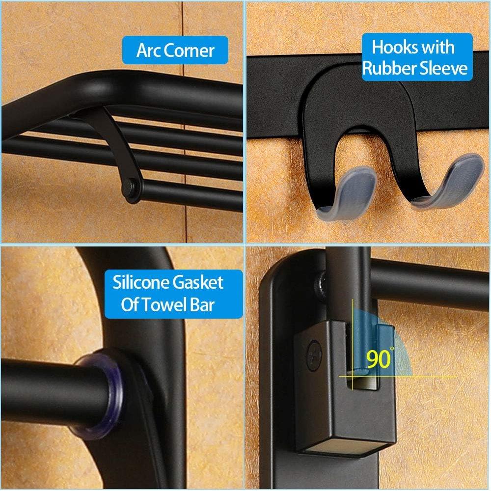 Soporte de Toallas Plegable HOONEX Acero Inoxidable 61 cm Negro