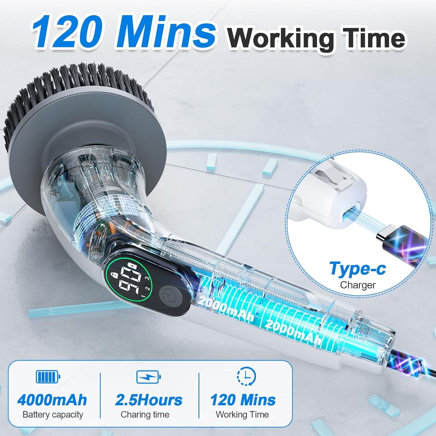Cepillo de limpieza eléctrico Zurostcae 3 velocidades IPX7