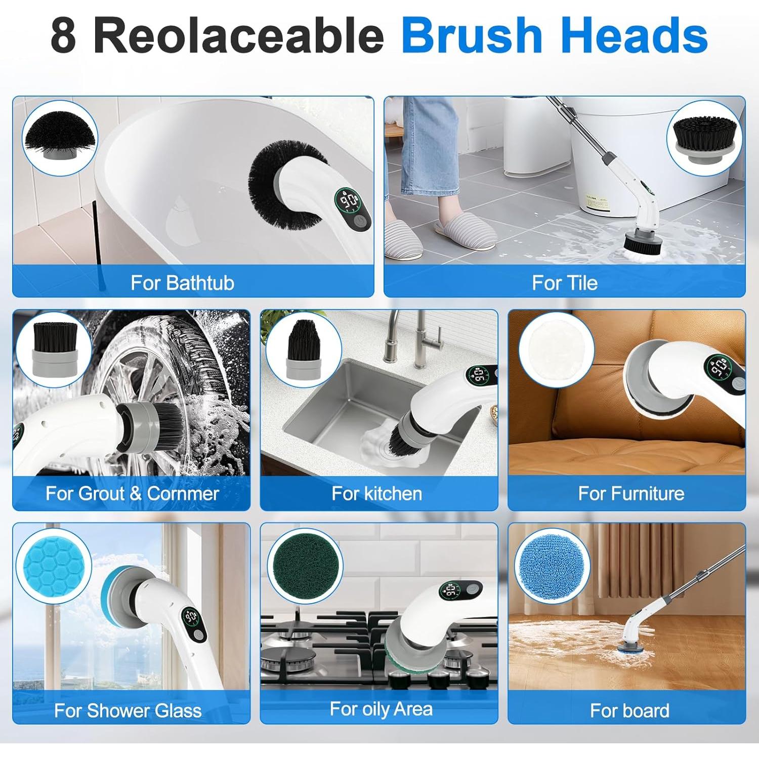 Cepillo de limpieza eléctrico Zurostcae 3 velocidades IPX7