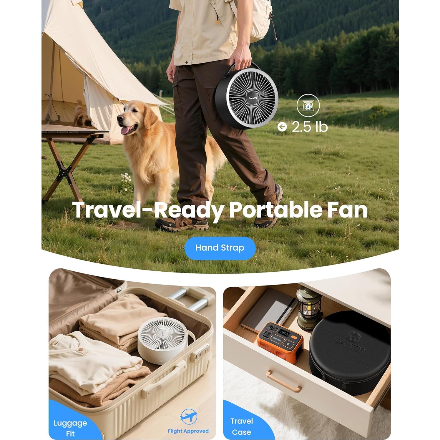 Ventilador de pedestal Gaiatop FF-02 4 en 1 recargable 16000mAh