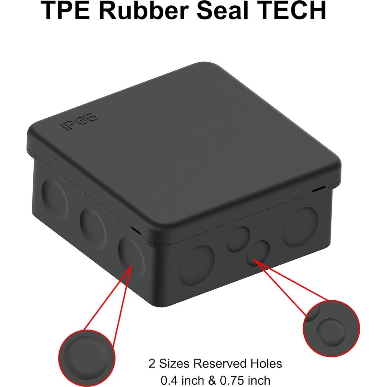 Caja de Conexiones Plástica IP65 PolarPulse 8.89cm Negra - 2 Unidades