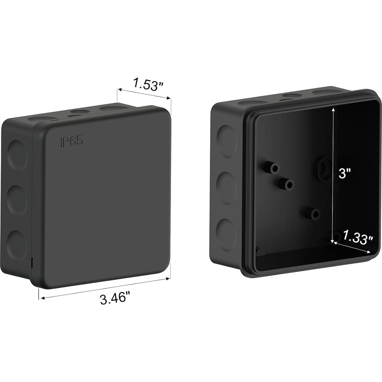 Caja de Conexiones Plástica IP65 PolarPulse 8.89cm Negra - 2 Unidades
