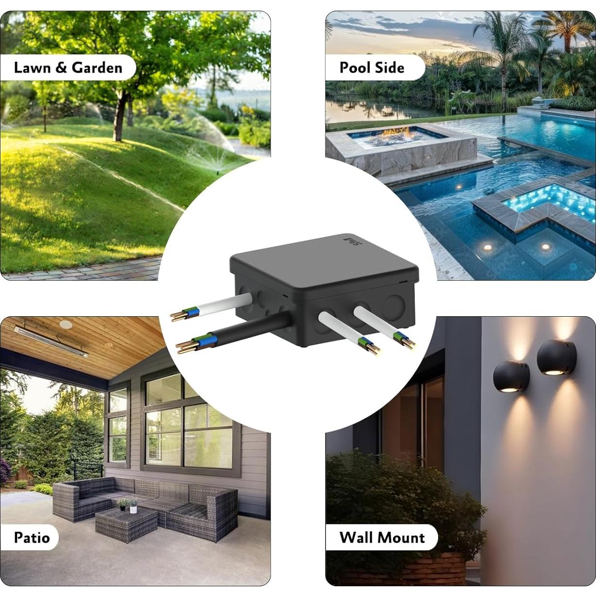 Caja de Conexiones Plástica IP65 PolarPulse 8.89cm Negra - 2 Unidades