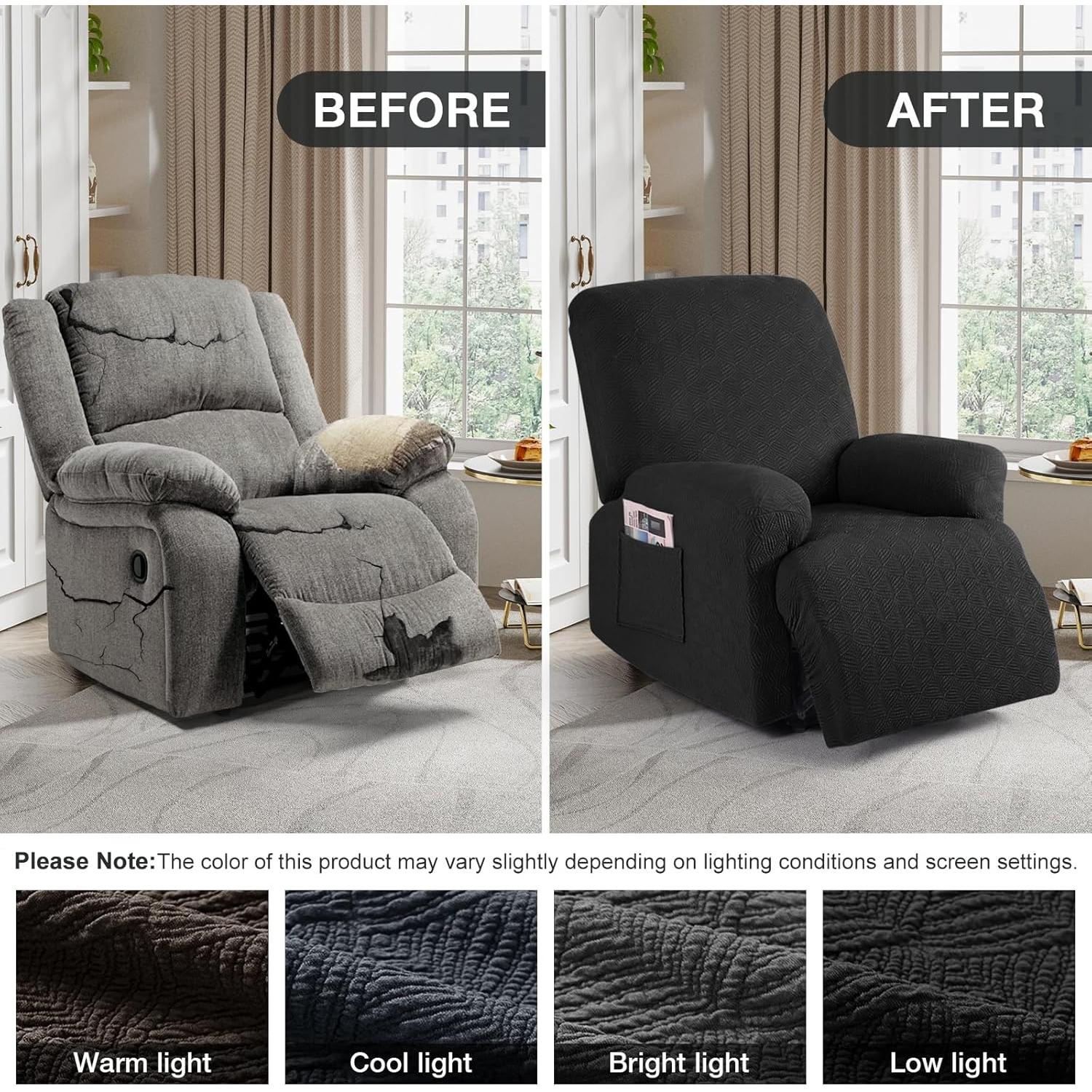 Funda de Silla de Reclinador Timeles Unipersonal Negra