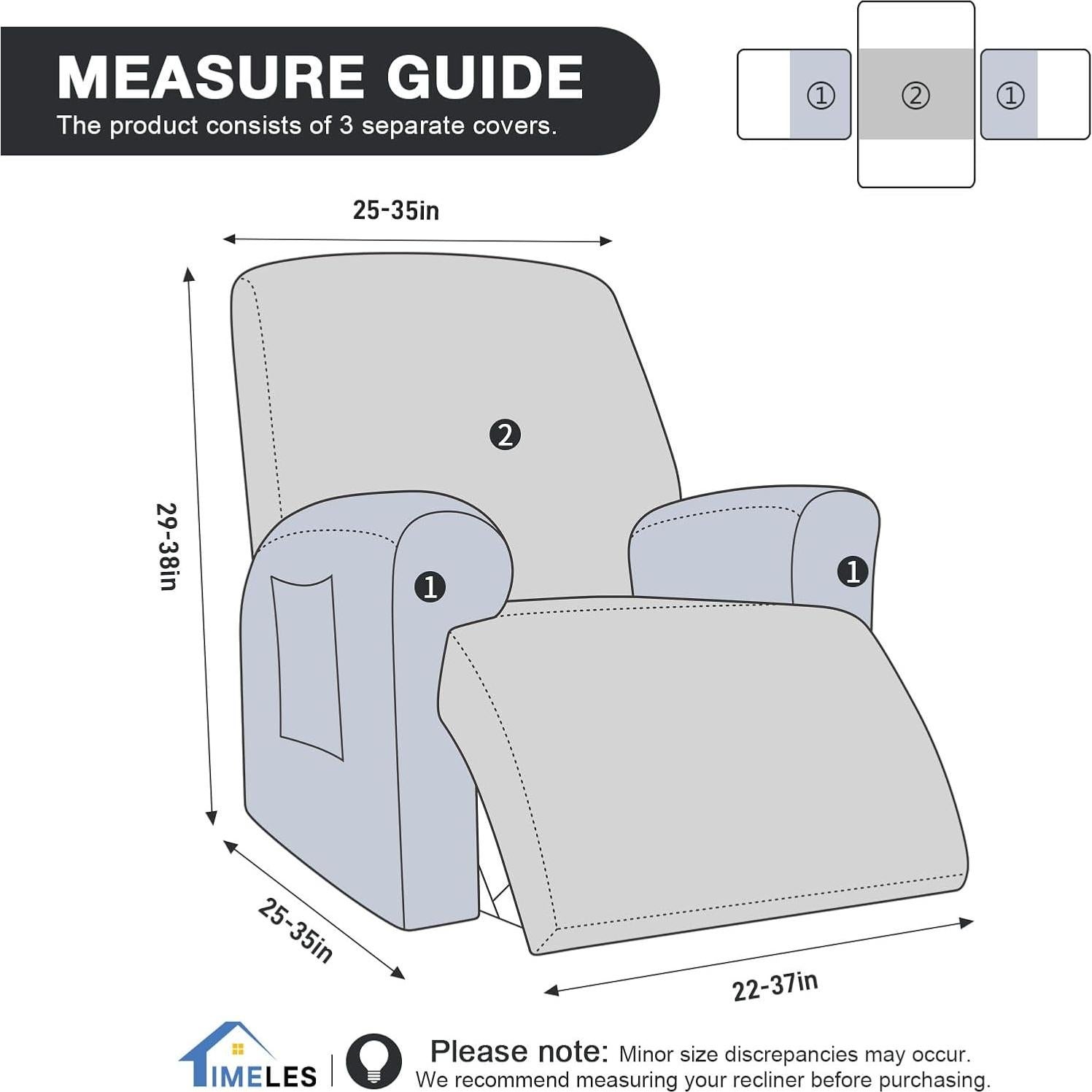 Funda de Silla de Reclinador Timeles Unipersonal Negra