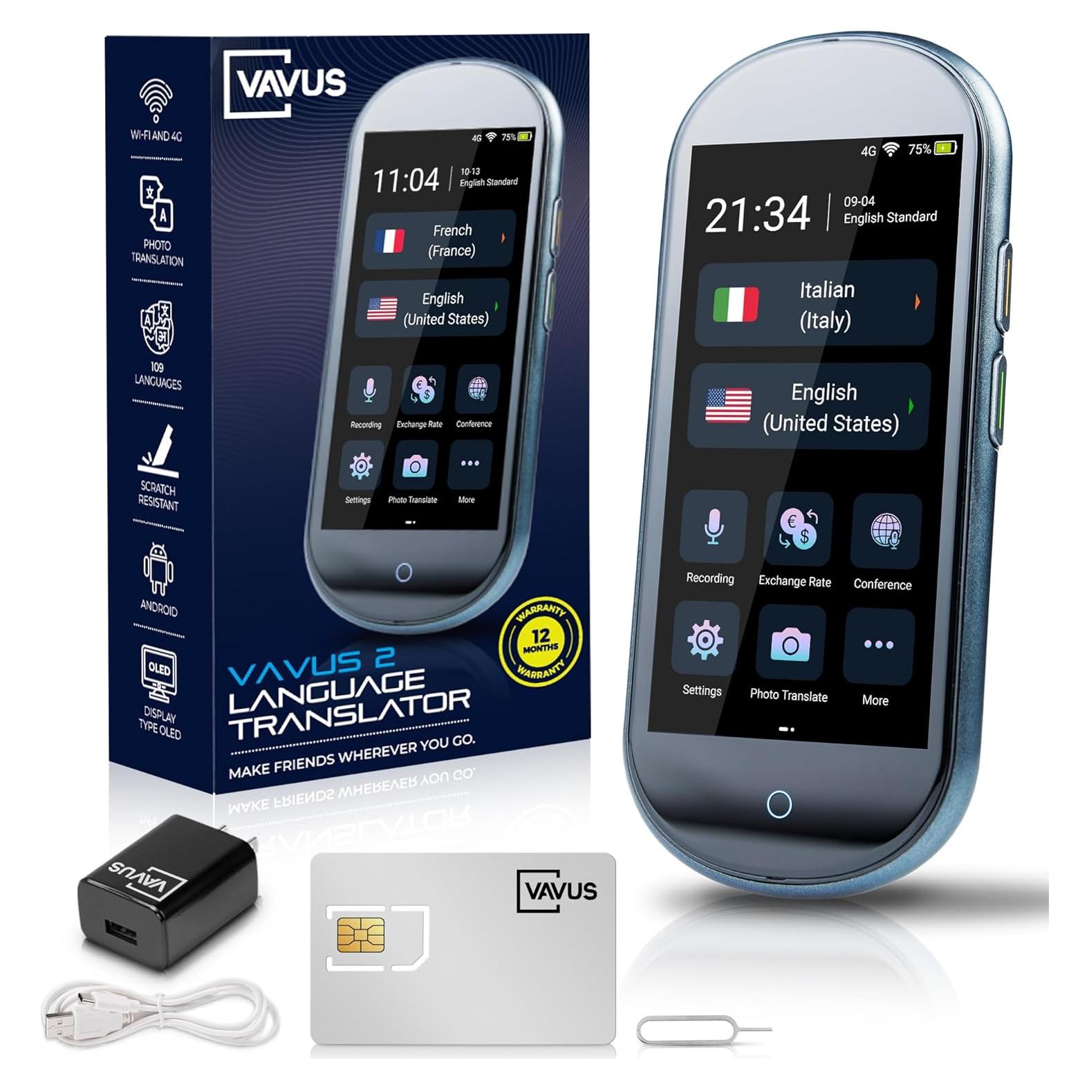 Traductor de Idiomas Vavus 4G - 138 Idiomas, SIM y WiFi