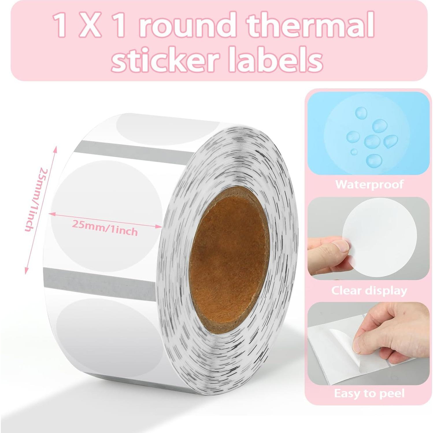 500 Etiquetas Térmicas Circulares Transparentes DLUGOPIS 2.54cm