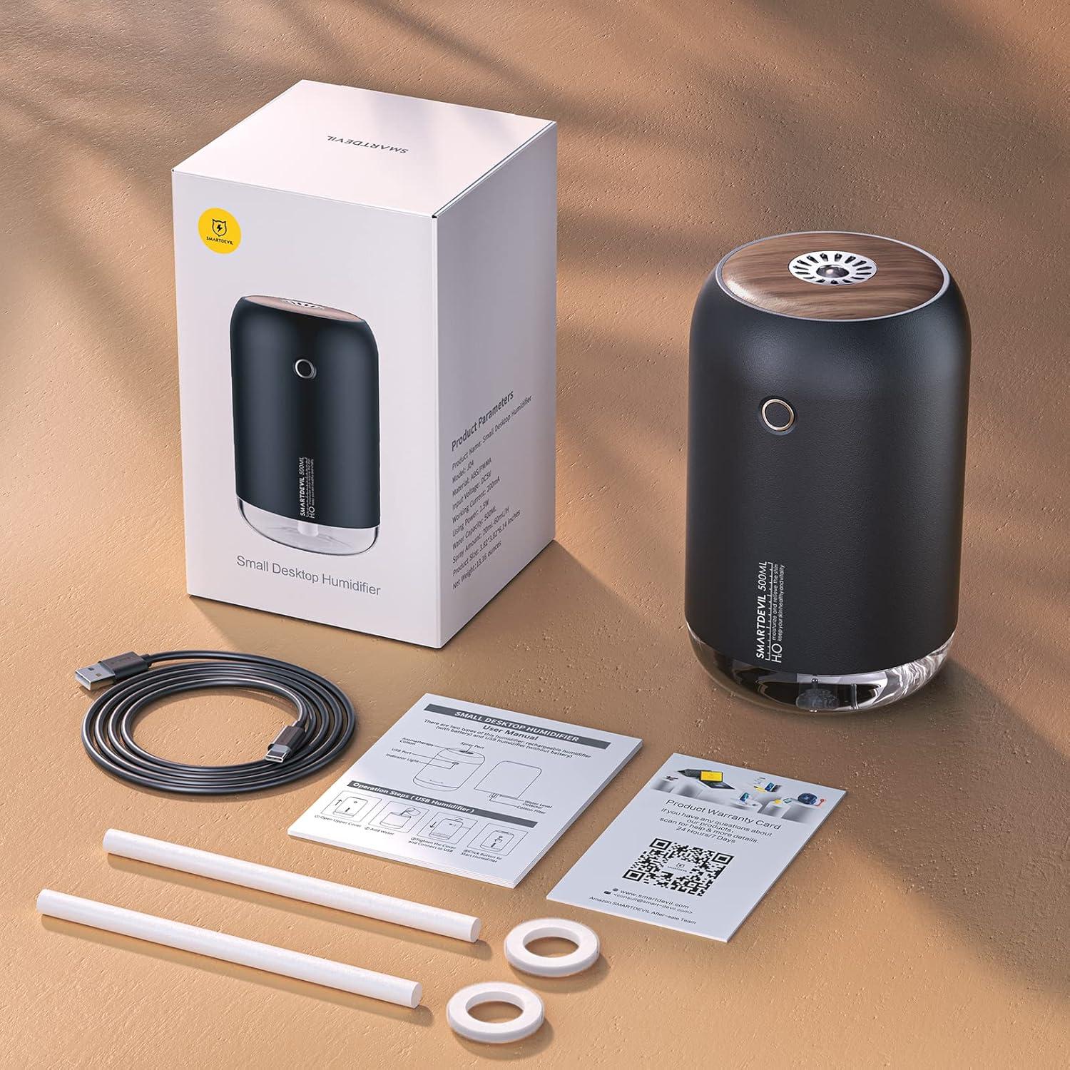 Humidificador Mini Portátil SMARTDEVIL 500ml USB Negro