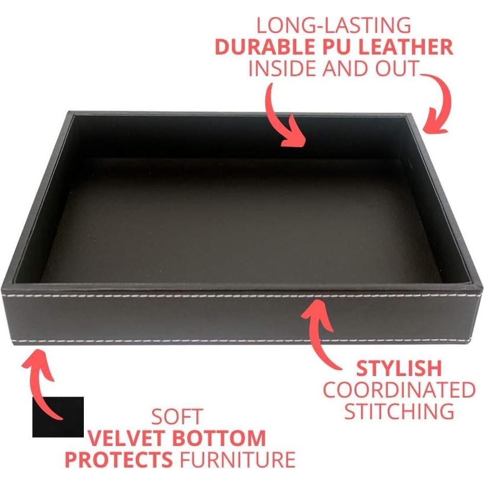 Bandeja de Valet ULTRAY Cuero Sintético Negro 26.2x21.1 cm