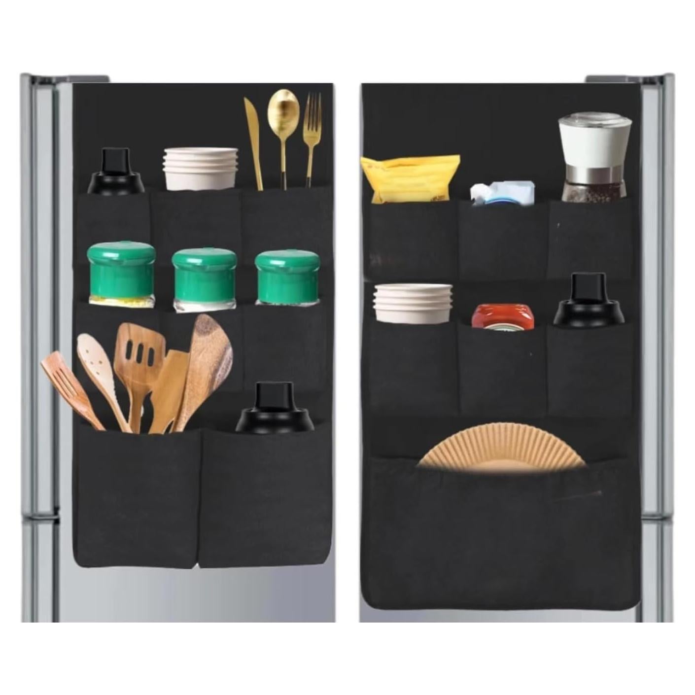 Organizador de Refrigerador YAZOHFEY 15 Bolsillos 165x32 cm Negro