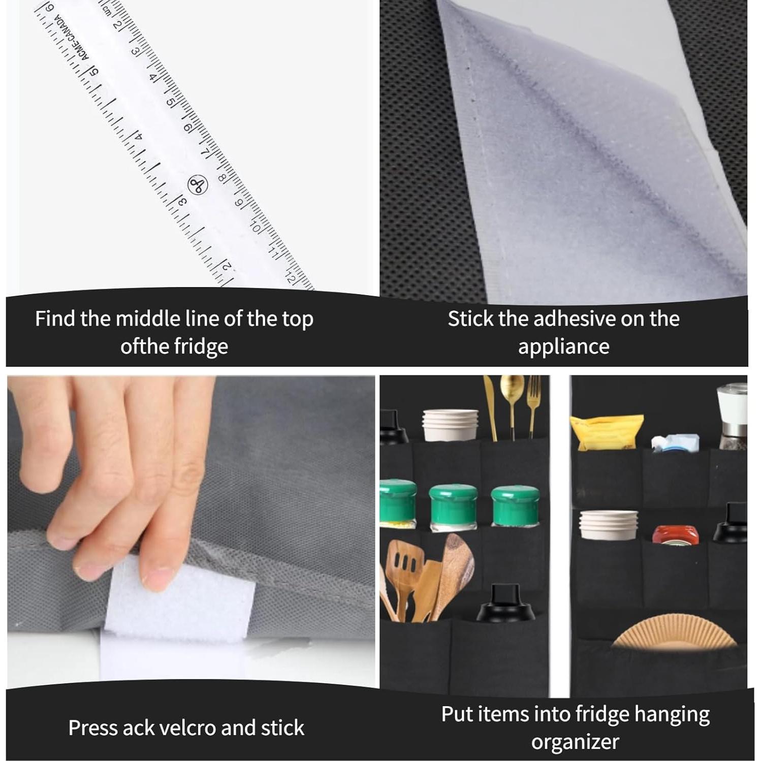 Organizador de Refrigerador YAZOHFEY 15 Bolsillos 165x32 cm Negro