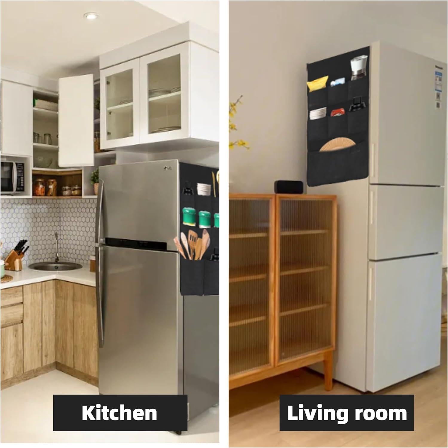 Organizador de Refrigerador YAZOHFEY 15 Bolsillos 165x32 cm Negro