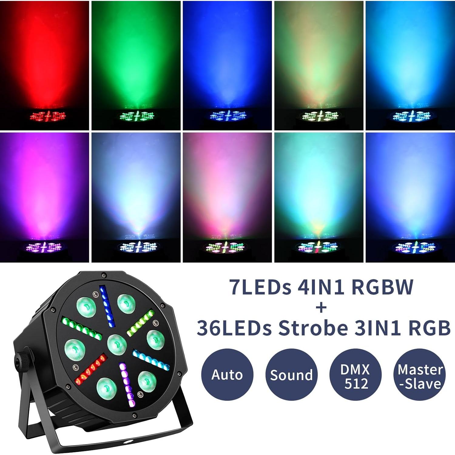 Luces Par LED RGBW 2Pack - 30W con Control Remoto y DMX