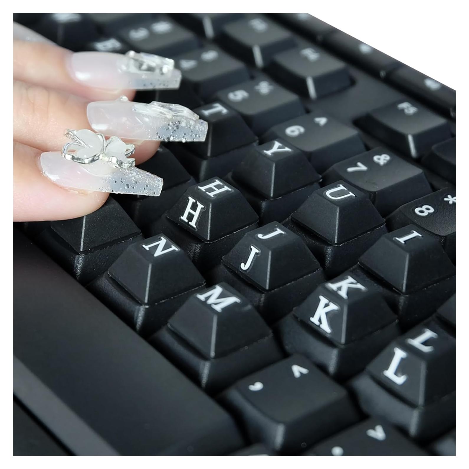 Etiquetas de Teclado Elevadas MERFUNTO 40 PCS Silicona Negra