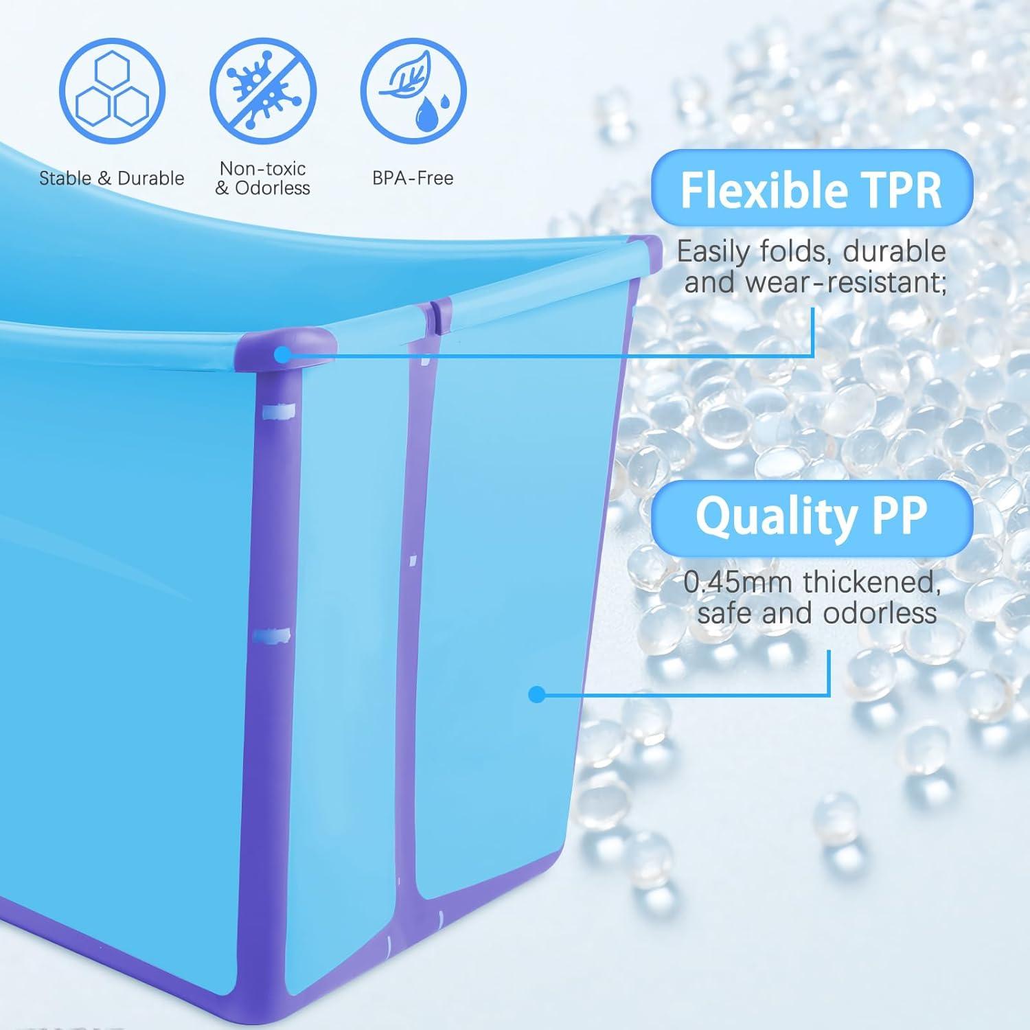 Bañera Plegable para Perros FHTONGE 186L Azul con Drenaje