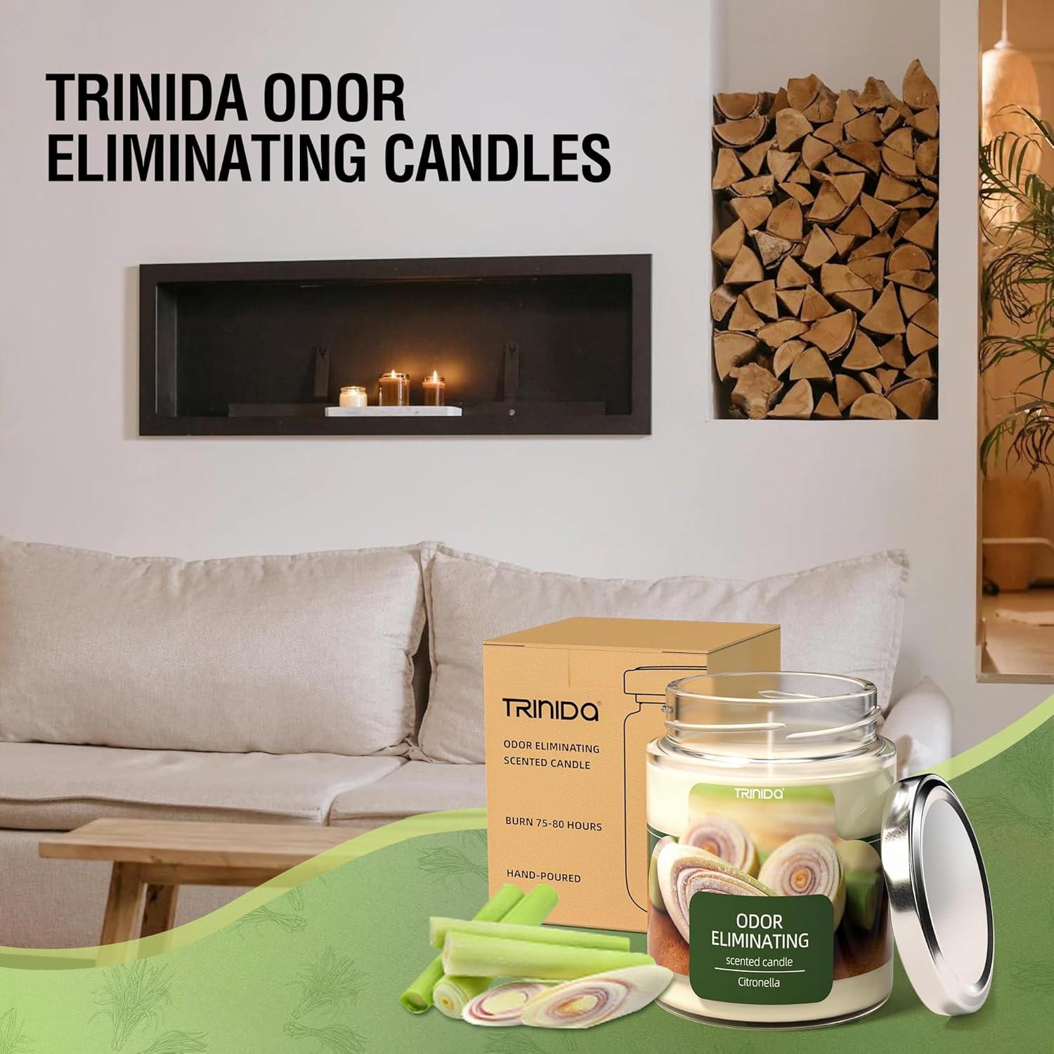 Velas Eliminadoras de Olores TRINIDa Citronela Set 226g