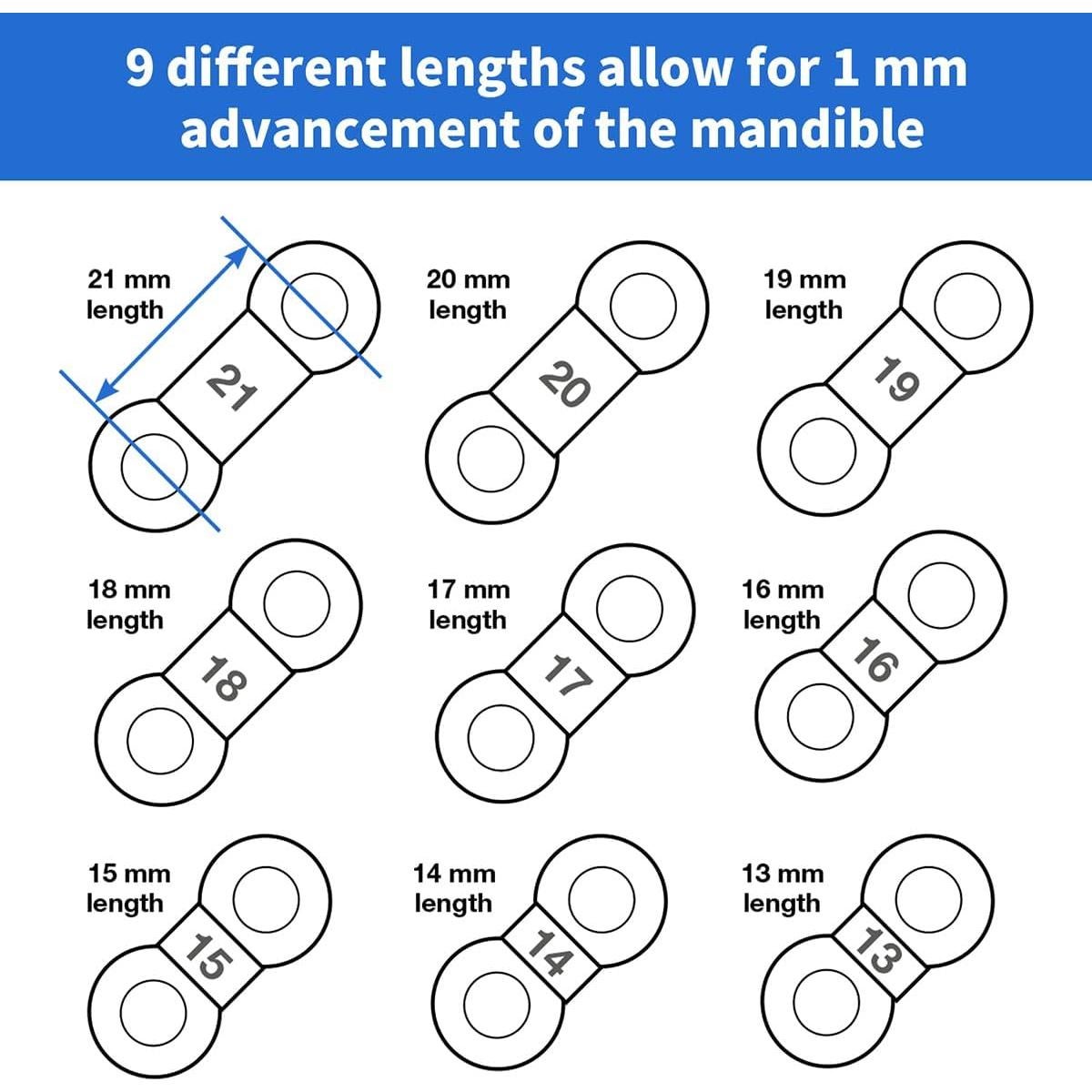20 Correas Elásticas Reemplazo Makosmi Antisnoring 13mm Azul